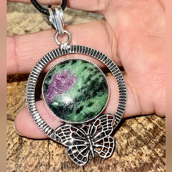 Butterfly Ruby Zoisite Crystal Pendant 2 1/2” - Picture 6 of 12